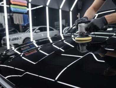 Luxury auto getting ceramic coating at YYC Detail Calgary Alberta